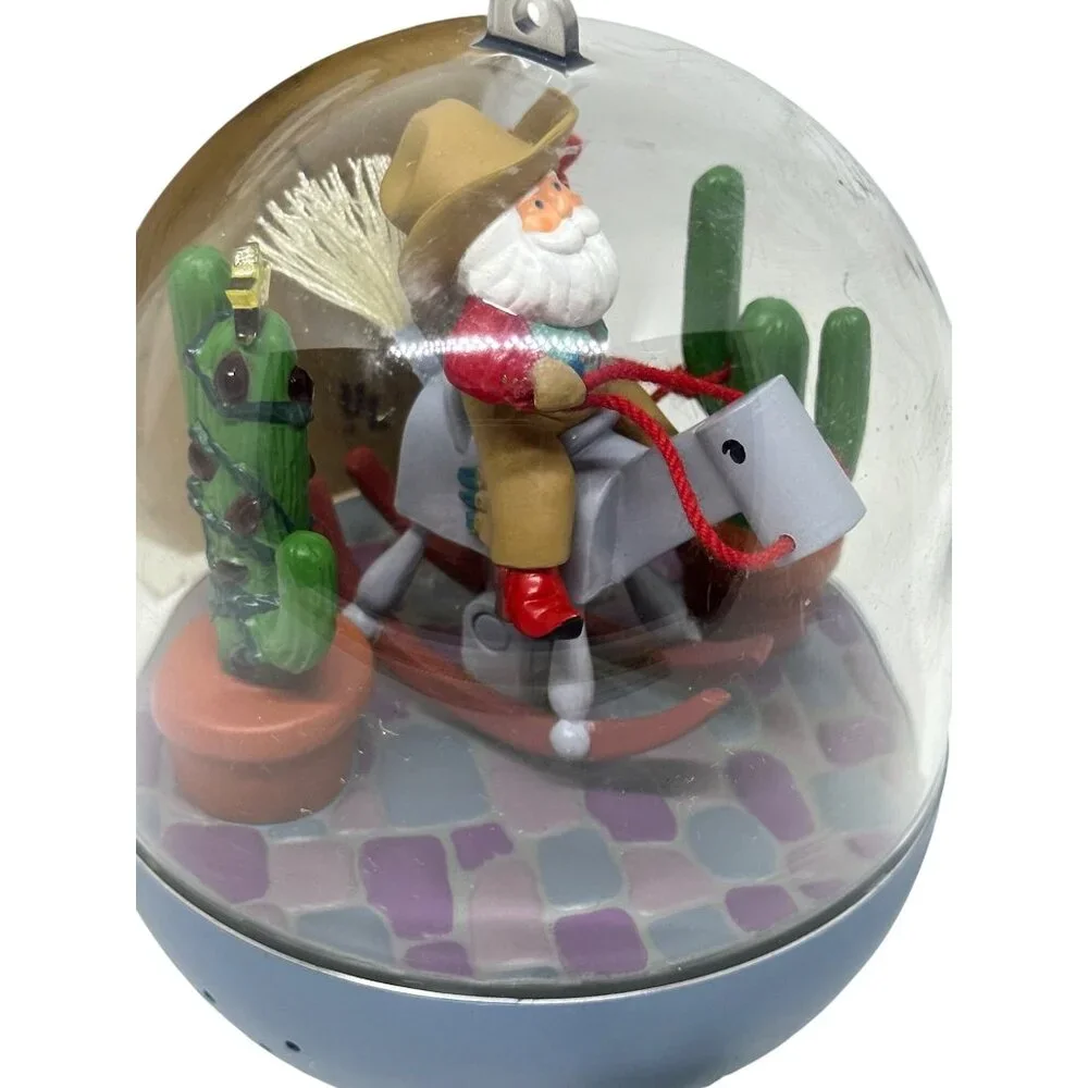 VTG 90s Hallmark Magic Ornament Home On The Range Santa Cowboy Boxed Collectible